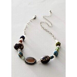 Free People Necklace Agnes Choker Bohemian Chunky Silver Neutral Beach Boho NWT